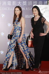 组图：贝安琪花裙露美腿与母亲刘香萍斗艳