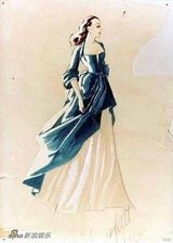 [老照片]1939年《乱世佳人》手绘图造型华丽