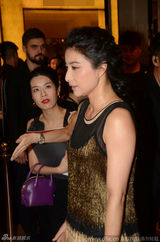 组图：郭晶晶咖色透视礼服捞金 贵妇范儿十足