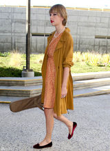 高清组图：泰勒-斯威夫特现身机场 复古田园风