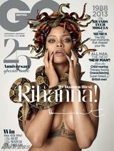 组图：蕾哈娜《GQ》25周年刊全裸与蛇共舞