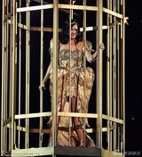 组图：凯蒂佩里爆乳亮相 化身金丝雀鸟笼中放歌