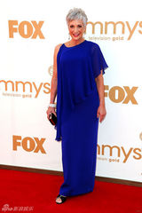 组图：艾美奖红毯 瑞蒂-海勒宝蓝色薄纱裙魅力不减