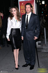 高清图：朱莉皮特情侣档亮相纽约影评人奖庆典