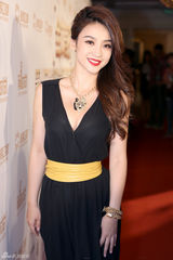 组图：柳岩红唇黑裙大玩偏分复古