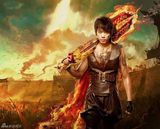 高清组图：信化身龙战骑士 烈焰吉他爆乳代言