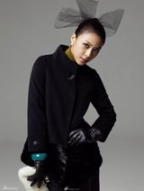 高清组图：河智苑冬装画报 渔网发饰突显个性