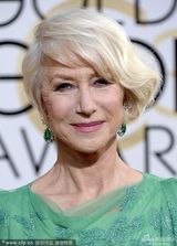 组图：金球奖红毯 69岁海伦米勒纱裙“老来俏”