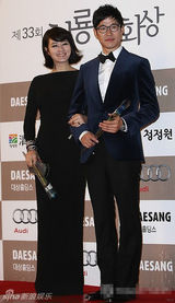 组图：金惠秀与刘俊相携手亮相青龙红毯