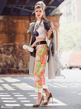 明星爱街拍42期：花朵和格子的碰撞(组图)