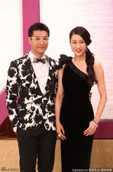 组图：钟嘉欣天鹅绒礼服成熟 牵手陈展鹏