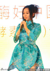 组图：苍井空着旗袍甜美亮相 现场大秀书法