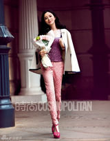 组图：熊乃瑾优雅时尚街拍 玩转早春色彩律动