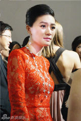 组图：田海蓉镂空红裙装亮相 优雅高贵明艳动人