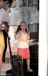 组图：苏瑞和妈妈凯蒂雨天外出 夏日装扮可爱