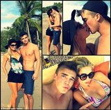 组图：希尔顿与小男友恩爱度假 私人飞机上激吻