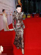 组图：巩新亮着帅气太空女战服 走金鸡百花红毯