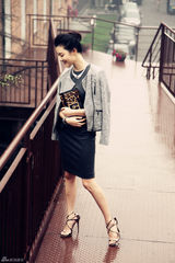 组图：车晓街拍优雅率性演绎时尚范儿