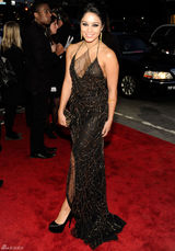高清组图：凡妮莎-哈金斯黑金色礼服性感亮相