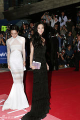 组图：韩雯雯深V长裙亮相釜山电影节红毯