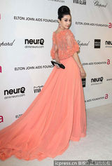 组图：范冰冰大尺度礼服亮相奥斯卡派对疑露点