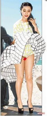 组图：《绝地逃亡》戛纳发布会 范冰冰险走光