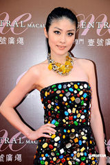 高清：陈慧琳露肩五彩裙惊艳亮相 介绍儿子近况