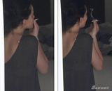 组图：新晋影后劳伦斯露台赏景 吞云吐雾饮美酒