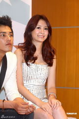 组图：天心黑色深V礼服性感出席记者会