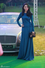 组图：于明加受邀出席活动 宝蓝礼服优雅气质