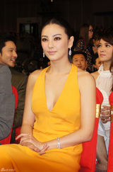 组图：张雨绮亮相大学生电影节 深V黄裙魅惑惹眼