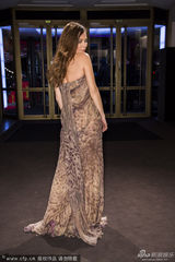 组图：《情色大亨》首映 弗莱尔低胸纱裙亮相