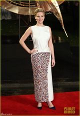 组图：饥饿游戏2首映劳伦斯优雅白裙露美背