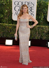 组图：康妮-布里登亮相金球红毯银片长裙秀华贵