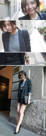 组图：高圆圆亮相米兰时装周 黑金战袍刮中性风