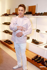 高清组图：明道为新剧来港置装 为迟到向记者致歉