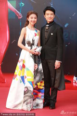 组图：颜卓灵红毯镂空秀美背 携手蔡瀚亿卖萌