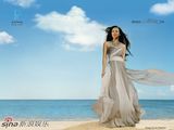 高清组图：章子怡代言铂金 白裙清纯长发飘逸