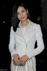 组图：高圆圆与斯内德米兰观秀 铆钉裙朋克十足