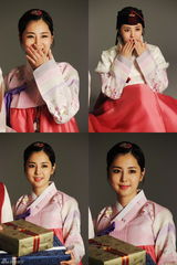 高清组图：韩星韩彩雅穿韩服送祝福 尽展优雅姿态