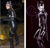 组图：卡戴珊与坎耶万圣节变猫女和蝙蝠侠