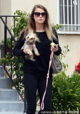 组图：德普双性恋女友街头遛狗 狂发短信疑传情