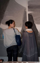 组图：王菲力挺前夫事业 休闲装亮相李亚鹏展览