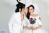 组图：杜若溪搞怪婚纱照 与严屹宽互换角色