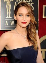 组图：詹妮弗-劳伦斯深蓝长裙大气现身红毯