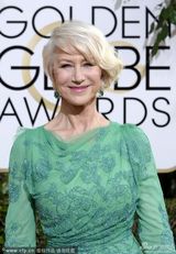 组图：金球奖红毯 69岁海伦米勒纱裙“老来俏”
