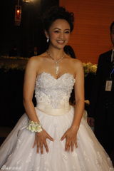 高清图：罗海琼费麒携手入会场 新娘大方秀婚纱造型