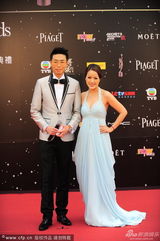 组图：金像奖红毯女主持蓝裙自摸美胸抢镜