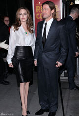 高清图：朱莉皮特情侣档亮相纽约影评人奖庆典