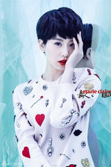 组图：刘诗诗早春写真烈焰红唇短发俏美